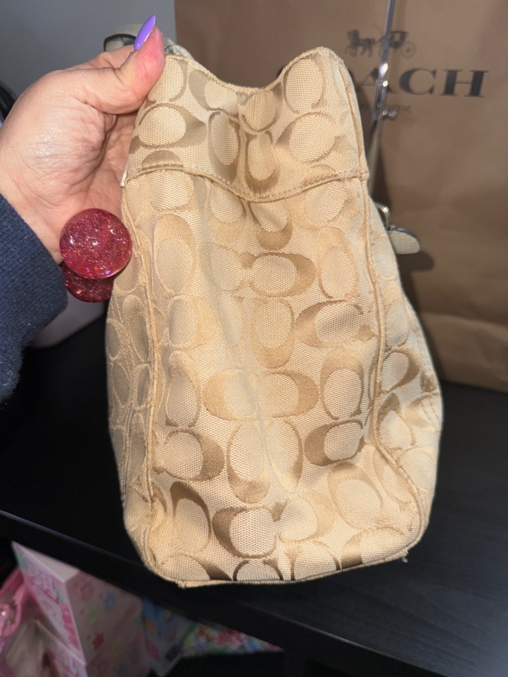 Coach Penelope Signature Shoulder Bag with white snakeskin trim - Picture 10 of 14